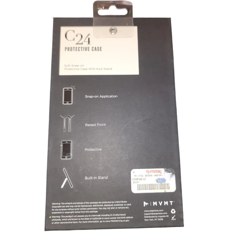 NWT MVMT C24 iPHONE 8 Plus/7/6s/6 Plus Clear Black Hybrid Protective Phone Case‎